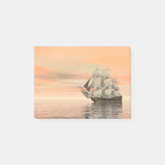 Old merchant ship on the ocean - 3D render Post-it Notes (Front)