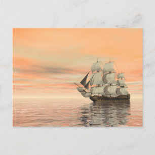 Old merchant ship on the ocean - 3D render Postcard