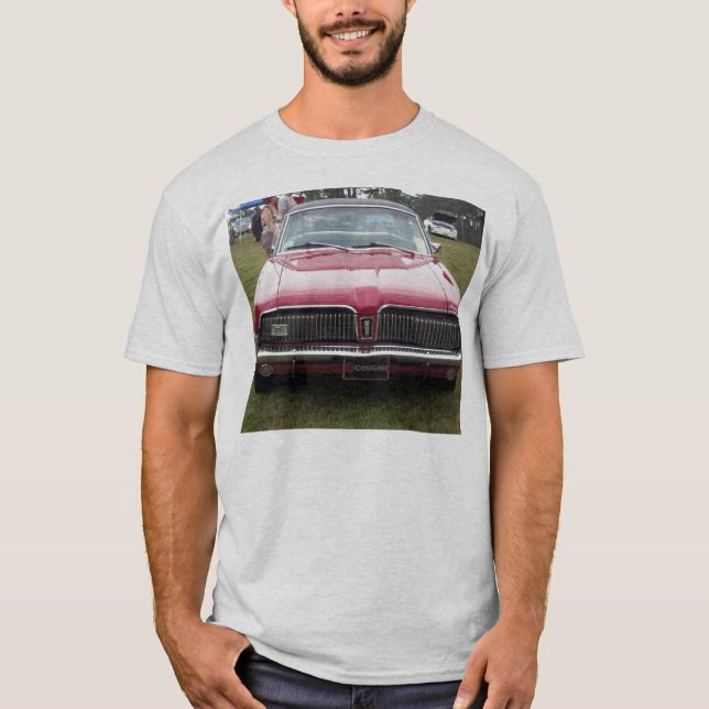 Old Mercury Cougar red Classic antique car T-Shirt (Front)
