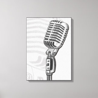 Old Microphone in Charcoal Canvas Art Print