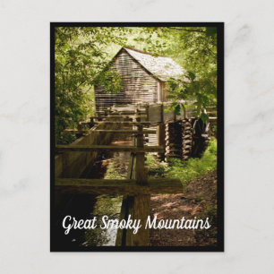Old Mill and Waterwheel Great Smoky Mountains Postcard