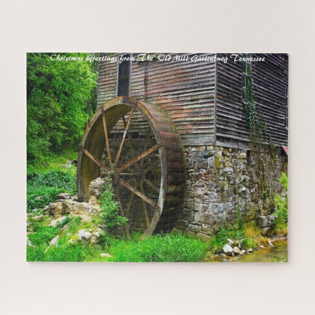 Old Mill Gatlinburg  Tennessee. Christmas Greeting Jigsaw Puzzle (Horizontal)