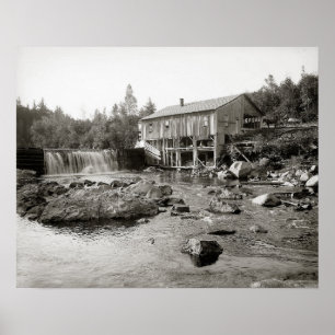 Old Mill in the Adirondacks, 1903. Vintage Photo Poster