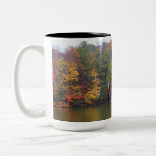 Old mill in the fall. Two-Tone coffee mug