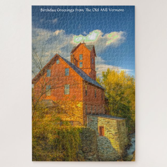 Old Mill in Vermont .Christmas Greetings Jigsaw Pu Jigsaw Puzzle (Vertical)