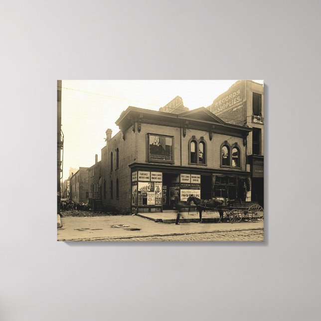 Old Milwaukee 1912 Diller's Pharmacy McGreal Bldg Canvas Print (Front)