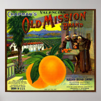 Old Mission Brand Orange Fruit Crate Label