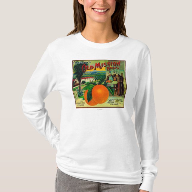 Old Mission Orange LabelFullerton, CA T-Shirt (Front)