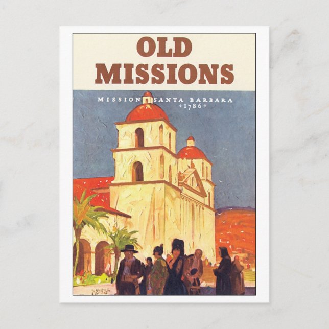 Old Missions, Mission Santa Barbara Postcard (Front)