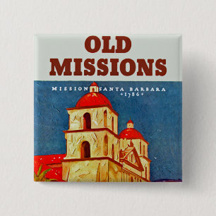 Old Missions ~ Santa Barbara 15 Cm Square Badge