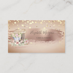Old Mixer Flower,Gold Confetti, Brush Stroke Business Card