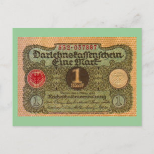 Old Money: 1 German Mark Postcard