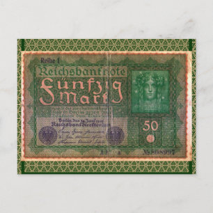 Old Money: 50 German Mark Postcard