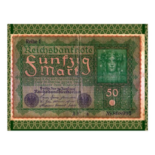 Old Money: 50 German Mark Postcard