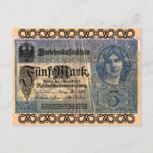 Old Money: 5 German Mark Postcard