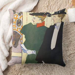 Old Money Aesthetic Vintage Horse Racing Print Cushion
