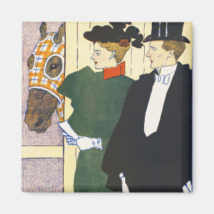 Old Money Aesthetic Vintage Horse Racing Print Magnet
