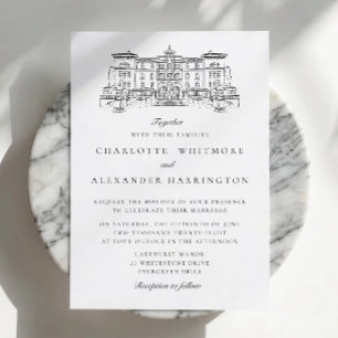 Old Money Aesthetic white background wedding Invitation