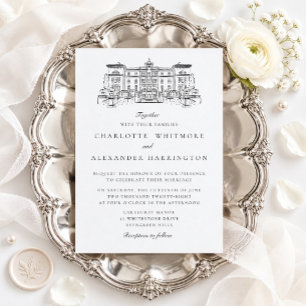 Old Money Aesthetic white background wedding Invitation
