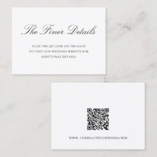 Old Money Black and White Classic QR Code Wedding Enclosure Card