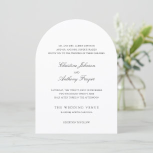 Old Money Black and White Classic Wedding Invitation