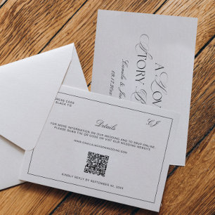 Old Money Black and White Wedding Details Enclosure Card