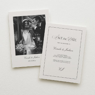 Old Money Black and White Wedding Save the Date Invitation