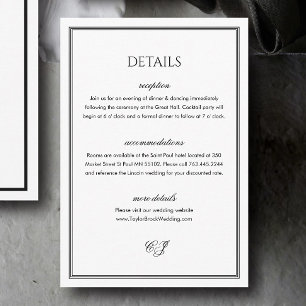 Old Money Black and White Wedding Wedding Details Enclosure Card
