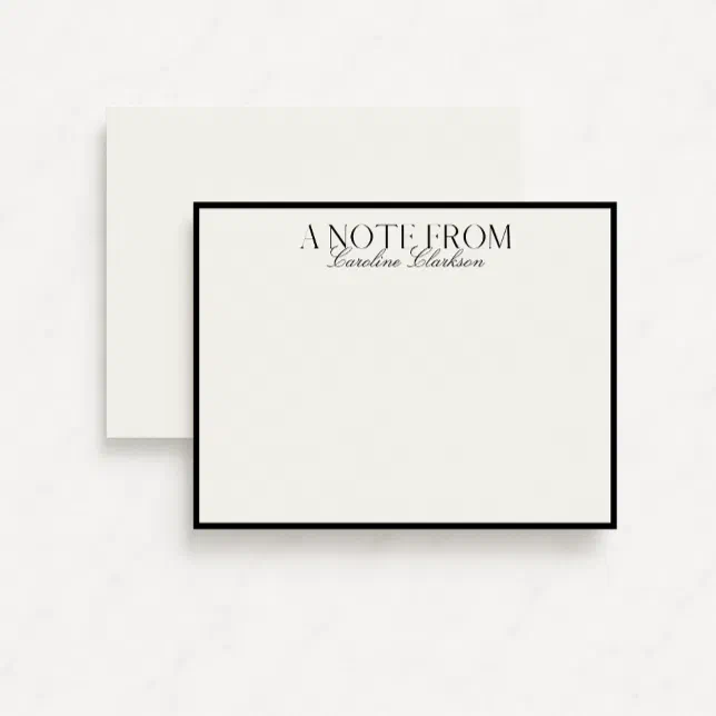 Old Money Black Border Modern Bold Text Note card | Zazzle