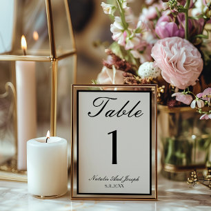 Old Money Black Cream Wedding Table Number