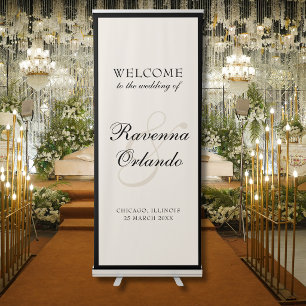 Old Money Black Ivory Timeless Elegant Wedding Retractable Banner