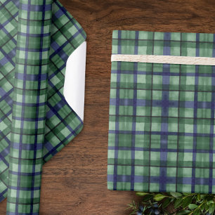 Old Money Black Watch Tartan Plaid Green Blue Wrapping Paper