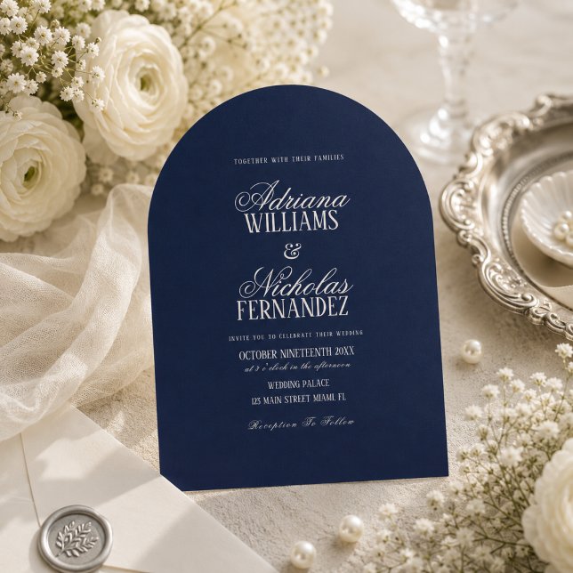 Old Money Blue Beginning Of Our Forever Wedding Invitation (Creator Uploaded)