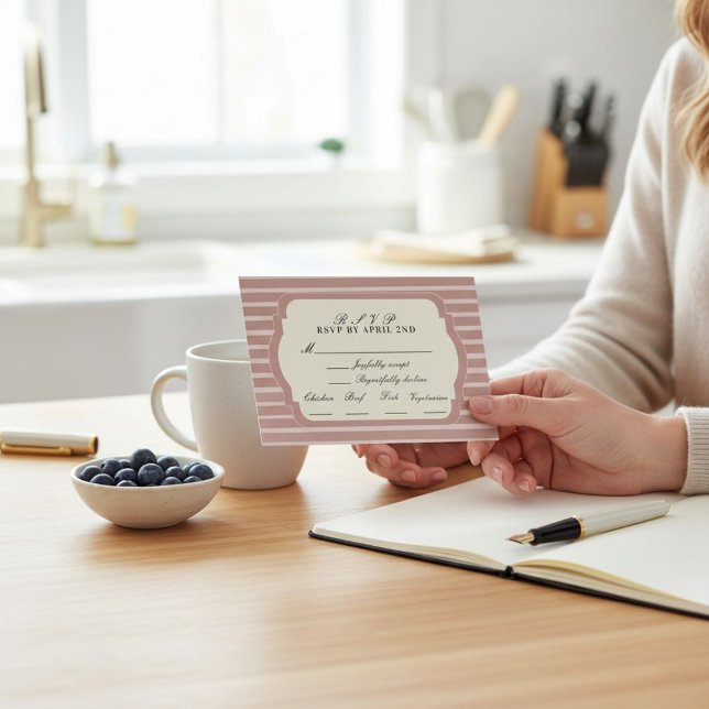 old money Boho Striped RSVP Card  (Creator Uploaded)