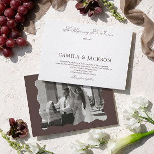  Old Money Brown Wedding  Invitation