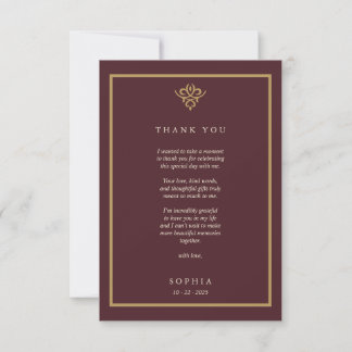 Old Money Burgundy Flat Thank You Card