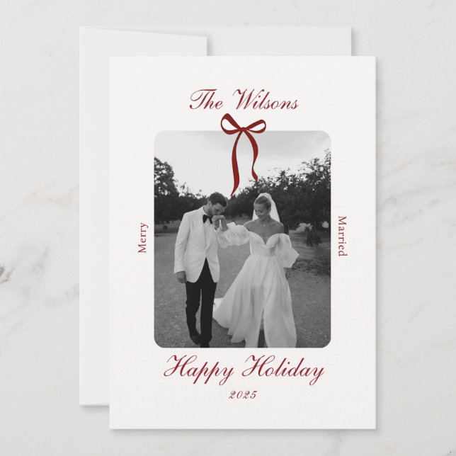 Old Money Burgundy Photo Christmas Holiday Card (Front)