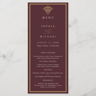 Old Money Burgundy Wedding Flat Menu