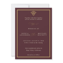 Old Money Burgundy Wedding Invitation