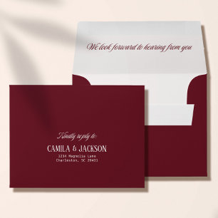 Old Money Burgundy Wedding RSVP Card Envelope