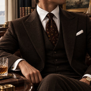 Old Money Cigar Tobacco Leaf Study Brown Tie