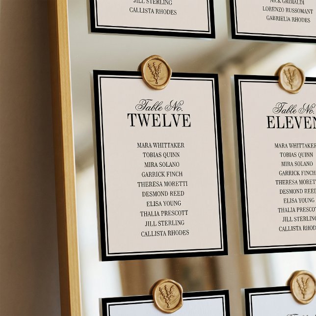 Old Money Classic Luxury Black Cream Wedding Table Number (Creator Uploaded)