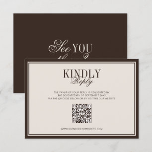 Old Money Classic Luxury Brown Cream Wedding RSVP Card