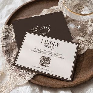 Old Money Classic Luxury Brown Cream Wedding RSVP Card