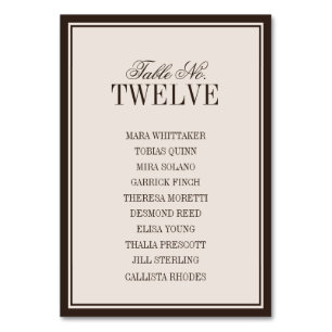 Old Money Classic Luxury Brown Cream Wedding Table Number