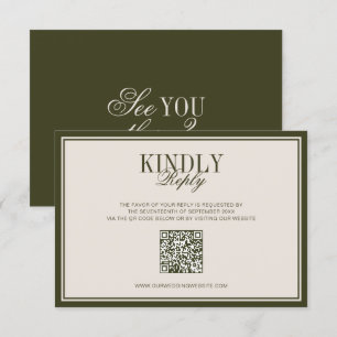 Old Money Classic Luxury Olive Green Cream Wedding RSVP Card
