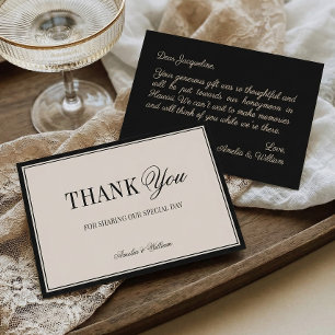 Old Money Classy Timeless Black Cream Wedding Thank You Card