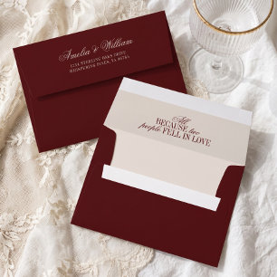 Old Money Classy Timeless Burgundy Cream Wedding Envelope
