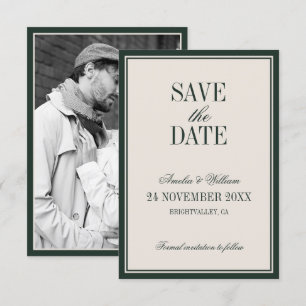 Old Money Classy Timeless Emerald Green Wedding Save The Date