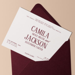 Old Money Cream and Burgundy Wedding Invitation